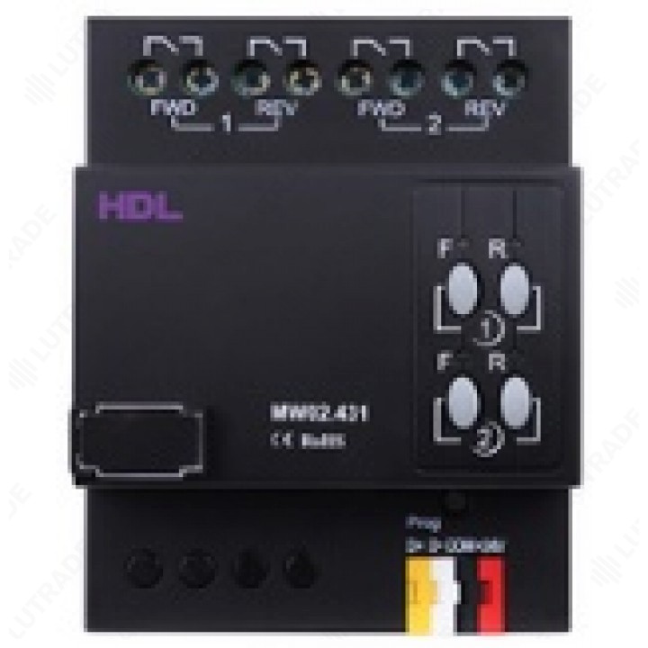 HDL HDL-MW02.431 2-канальное DIN Перекидное реле управления жалюзи, роллетами, шторами, воротами и др. перекидными нагрузками. Настраиваемый таймер на