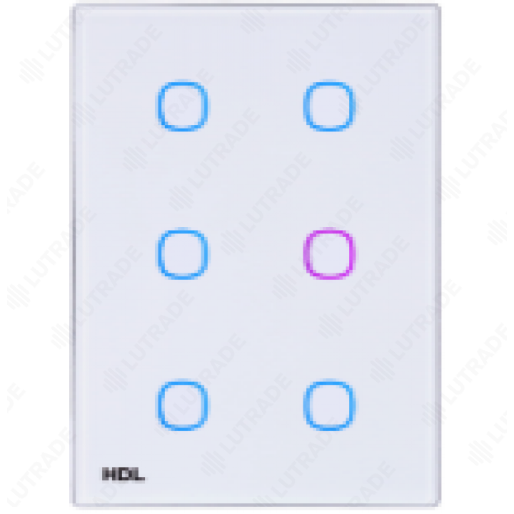HDL HDL-MPT6.46-A 6-клавишная сенсорная панель iTouch. 

Программно настраиваемая (RGB) светодиодная подсветка кнопок, ИК приемник (Опционально). Функ